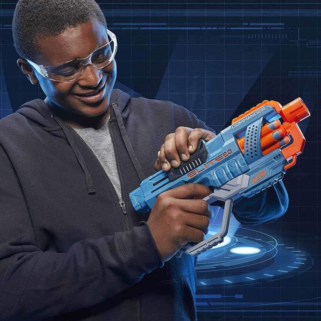 Nerf Elite 2.0 Commander RD-6 Dart Blaster being held by person